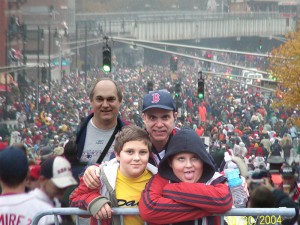 Mark, Nick, Joe, and Bob DiNunno at the Red Sox World Series Parade